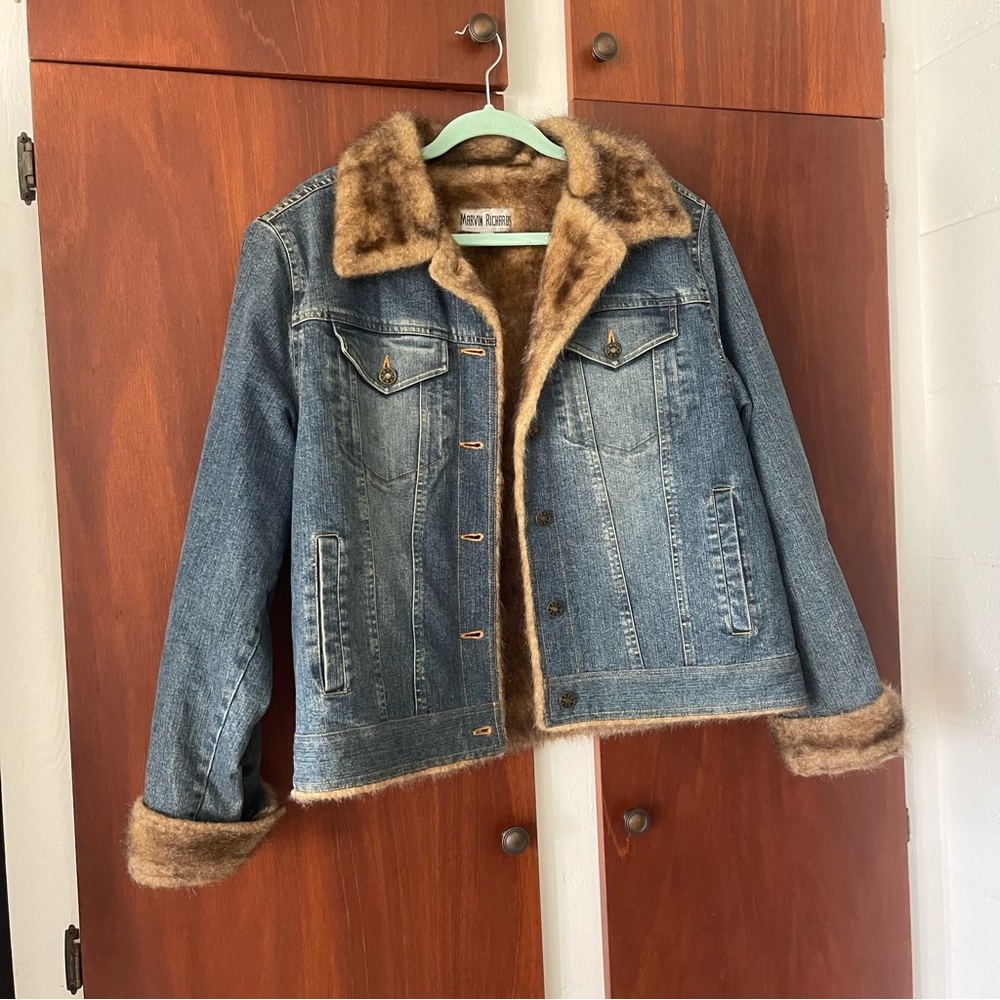 RARE Marvin Richards faux lined jean jacket